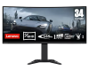 Lenovo G34w-30 34″ Ultrawide QHD Curved Gaming Monitor with EyeSafe (VA, 165Hz 1ms, HDMI DP, Speakers, FreeSync Premium, Tilt/Lift)