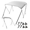 VEVOR 3 Bow Bimini Top Boat Cover, 900D Polyester Canopy with 1″ Aluminum Alloy Frame, Waterproof and Sun Shade, Includes Storage Boot, 2 Support Poles, 4 Straps, 6’L x 46″H x 54″-60″W, Light Grey