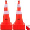 VEVOR Safety Cones, 10PCS 28″ Traffic Cones, PVC Orange Construction Cones, 2 Reflective Collars Traffic Cones with Weighted Base and Hand-Held Ring Used for Traffic Control, Driveway Road Parking”