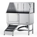 VEVOR 1.57M Pet Dog Bathing Station w/Ramp, Professional Stainless Steel Dog Grooming Tub w/ Soap Box, Faucet,Rich Accessory,Bathtub for Large,Medium,Small Pets, Washing Sink for Home(Left)