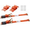 VEVOR Wheel Chock Tie Down Kit, 2″ x 96″ Tie Down Strap Kit, Heavy Duty Trailer Tie Down System for 10″-23″ Wheels, ATV, UTV, Trailer, Mower, Wheel Chock & Tie-Down Accessories, 4-Pack