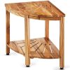 VEVOR Corner Teak Shower Bench, 18.5″ Height 15.5″ Radius, 100% Teak Wood Corner Shower Beach, Mold-resistant, 500 LBS with Storage Shelf, Shower Stool for Inside & Outside Shower, for Bathroom