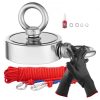VEVOR 1000 LBS Strong Fishing Magnet Kit Double-Sided Pull Force Rope Carabiner