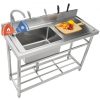 VEVOR Stainless Steel Utility Sink, 1 Compartment Free Standing Small Sink w/Workbench Faucet & legs, 39.4 x 19.1 x 37.4 in Commercial Single Bowl Sinks for Garage, Restaurant, Laundry, NSF Certified