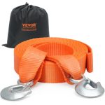 VEVOR ATV Car Tow Strap with Hooks 2″x20′ 17000 lbs, Tow Straps with Safety Hooks, Car Heavy Duty Recovery Rope for Trucks Vehicles Towing Accessories, Tow Cable for for Roadside Recovery