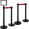 VEVOR Crowd Control Barriers Line Dividers 4PCS Black Poles with One Sign Frame