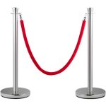 VEVOR Crowd Control Stanchion Stanchion Set 2 Pieces Set with Red Velvet Rope