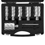 VEVOR Annular Cutter Set, 6 pcs Universal Shank Mag Drill Bits, 2″ Cutting Depth, 1″ to 2″ Cutting Diameter, M2AL High-Speed Steel, with 2 Pilot Pins and Portable Case, for Using with Magnetic Drills
