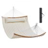 VEVOR Double Quilted Fabric Hammock, 12 FT Double Hammock with Curved Spreader Bars, 2 Person Quilted Hammock with Detachable Pillow and Chains for Camping Outdoor Patio Yard Beach, 480 lbs Capacity