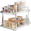 VEVOR 2 Tier 13″W x 21″D Pull Out Cabinet Organizer, Heavy Duty Slide Out Pantry Shelves, Chrome-Plated Steel Roll Out Drawers, Sliding Drawer Storage for Inside Kitchen Cabinet, Bathroom, Under Sink