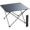 VEVOR Folding Camping Table, Outdoor Portable Side Tables, Lightweight Fold Up Table, Aluminum Alloy Ultra Compact Work Table with Carry Bag, For Cooking, Beach, Picnic, Travel, 22.2×15.9 inch, Black