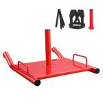 VEVOR Weight Training Pull Sled, Fitness Strength Speed Training Sled, Steel Power Sled Workout Equipment for Athletic Exercise and Speed Improvement, Suitable for 2″ Weight Plate, Red