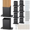 VEVOR 101.6×101.6mm Post Base 10 Pcs, Inner Size 91×91 Post Base Brackets, Heavy Duty Powder-Coated Post Anchor Matte Black Wood Post Brackets for Pavilion Deck Railing Support Deck Base Plate