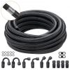 VEVOR 8AN Fuel Line Kit, 20 FT Fuel Hose Kit, 0.43″ Nylon Stainless Steel Braided Fuel Line Oil/Gas/Diesel Hose End Fitting Kit, with 12 PCS Swivel Fitting Adapter Kit, Black