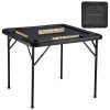 VEVOR Mahjong Table, Square 4 Player Folding Card Table with 4 Cup Holders & 4 Chip Trays, Portable Domino Game Table with 1 Set of Dominoes for Mahjong Poke Puzzles, 35.4 x 35.4-inch, Black
