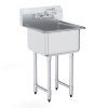VEVOR Stainless Steel Prep & Utility Sink, 1 Compartment Free Standing Small Sink Include Faucet & legs, 21″x41″ Commercial Single Bowl Sinks for Garage, Restaurant, Kitchen, Laundry