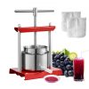VEVOR Fruit Wine Press, 1.6 Gallon/6L, 2 Stainless Steel Barrels, Manual Juice Maker, Cider Apple Grape Tincture Vegetables Honey Olive Oil Making Press with T-Handle for Outdoor, Kitchen, and Home