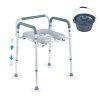 VEVOR Commode Chair, Bedside Commode with Padded Seat and Arms, 7-Level Adjustable Height, 5.8L Removable Bucket, Easy to Assemble, 350 LBS Capacity, Raised Toilet Seat for Adults Seniors