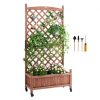 VEVOR Raised Garden Bed with Trellis, 30″ x 13″ x 61.4″ Outdoor Raised Wood Planters with Drainage Holes, Free-Standing Trellis Planter Box for Vine Climbing Plants Flowers in Garden, Patio, Balcony