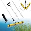 VEVOR Landscape Rake, 915mm Head Aluminum Landscape Rake, Lake Weed Rake with 2600mm Adjustable Extension Handle, Rope and Float, for Loosening Soil, Lawn Care, Weeding Lake, Garden, Pond