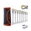 VEVOR Flex-Head Ratcheting Wrench Set 8 PC Metric 8 mm-17 mm with Roll-up Pouch