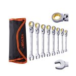 VEVOR Flex-Head Ratcheting Wrench Set 8 PC Metric 8 mm-17 mm with Roll-up Pouch