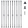 VEVOR Staircase Metal Balusters, 44” x 1/2″ Galvanized Steel Decorative Banister Spindles, 10 Pack Deck Baluster with Hollow Single Baskets, Twists, Spiral Stair Railing w/ Shoes & Screws