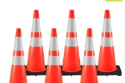 VEVOR 6Pack 36″ Traffic Cones, Safety Road Parking Cone with Black Weighted Base, PVC Orange Traffic Safety Cones, Hazard Cones Reflective Collars for Construction Traffic Parking”