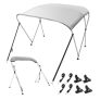 VEVOR 3 Bow Bimini Top Boat Cover, 900D Polyester Canopy with 1″ Aluminum Alloy Frame, Waterproof and Sun Shade, Includes Storage Boot, 2 Support Poles, 4 Straps, 6’L x 46″H x 54″-60″W, Light Grey