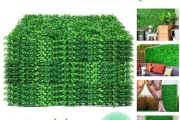 VEVOR Artificial Boxwood Panel UV 20″ X 20″ Boxwood Hedge Wall Panels, Artificial Grass Backdrop Wall 4 cm Green Grass Wall, Fake Hedge for Decor Privacy Fence Indoor, Outdoor Garden Backyard (12Pack)