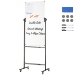 VEVOR Rolling Magnetic Whiteboard, Double-sided Mobile Whiteboard 24×48 Inches, Adjustable Height Dry Erase Board with Wheels, 1 Magnetic Erase & 3 Dry Erase Markers & Movable Tray for Office School