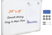 VEVOR Magnetic Whiteboard, 24 x 18 Inches, Dry Erase Board for Wall with Aluminum Frame, White Board Includes 1 Magnetic Erase & 2 Dry Erase Marker & Movable Tray for Office Home Restaurant and School