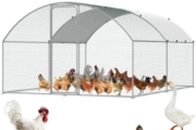 VEVOR Metal Chicken Coop Walk-in Chicken Run with Waterproof Cover 9.8x13x6.5ft