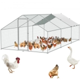VEVOR Large Metal Chicken Coop, 9.8×19.3×6.5 ft Walk-in Chicken Runs for Yard with Cover, Spire Roof Hen House with Security Lock for Outdoor and Backyard, Farm, Duck Rabbit Cage Poultry Pen