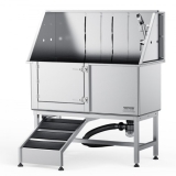 VEVOR 1.57M Pet Dog Bathing Station w/Ramp, Professional Stainless Steel Dog Grooming Tub w/ Soap Box, Faucet,Rich Accessory,Bathtub for Large,Medium,Small Pets, Washing Sink for Home(Left)