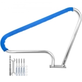 VEVOR Pool Rail 48×36″ Pool Railing 304 Stainless Steel 250LBS Load Capacity Silver Rustproof Pool Handrail Humanized Swimming Pool Handrail with Blue Grip Cover & M8 Drill Bit & Self-taping Screws
