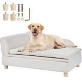 VEVOR Pet Sofa, Dog Couch for Large-Sized Dogs and Cats, Soft Velvety Dog Sofa Bed, 110 lbs Loading Cat Sofa, White