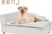 VEVOR Pet Sofa, Dog Couch for Large-Sized Dogs and Cats, Soft Velvety Dog Sofa Bed, 110 lbs Loading Cat Sofa, White