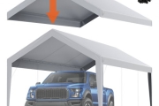 VEVOR Carport Replacement Canopy Cover 10 x 20 ft, Garage Top Tent Shelter Tarp Heavy-Duty Waterproof & UV Protected, Easy Installation with Ball Bungees,Grey (Only Top Cover, Frame Not Include)