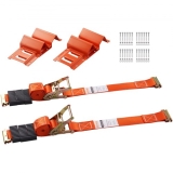 VEVOR Wheel Chock Tie Down Kit, 2″ x 96″ Tie Down Strap Kit, Heavy Duty Trailer Tie Down System for 10″-23″ Wheels, ATV, UTV, Trailer, Mower, Wheel Chock & Tie-Down Accessories, 4-Pack
