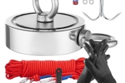 VEVOR 1700 LBS Strong Fishing Magnet Kit Double Sided Pull Force Rope Carabiner