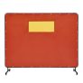 VEVOR Welding Screen with Frame, 6′ x 8′ Welding Curtain Screens, Flame-Resistant Vinyl Welding Protection Screen with 4 Swivel Wheels (2 Lockable) & Transparent Window for Workshop/Industrial, Red