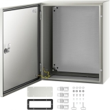 VEVOR NEMA Steel Enclosure, 20 x 16 x 8” NEMA 4X Steel Electrical Box, IP66 Waterproof & Dustproof, Outdoor/Indoor Electrical Junction Box, with Mounting Plate