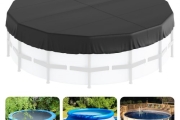 VEVOR 15 Ft Round Pool Cover, Solar Covers for Above Ground Pools, Safety Pool Cover with Drawstring Design, 420D Oxford Fabric Winter Pool Cover, Waterproof and Dustproof, Black