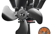 VEVOR Wood Stove Fan Heat Powered, Quiet Fireplace Fans for Wood/Log Burner/Heater, 180 CFM Max. Airflow Non Electric, Circulating Warm Air Saving Fuel, 4 Blades Upgrade Design, 9.3” x 4.1” x 9.1”