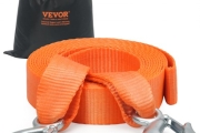 VEVOR ATV Car Tow Strap with Hooks 2″x20′ 17000 lbs, Tow Straps with Safety Hooks, Car Heavy Duty Recovery Rope for Trucks Vehicles Towing Accessories, Tow Cable for for Roadside Recovery