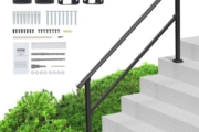 VEVOR 5-6 Handrails for Outdoor for Seniors Porch Deck Black Square Tube Steel
