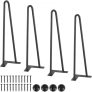VEVOR 406.4MM Hairpin Furniture Legs, Metal Home DIY Projects for Nightstand, Coffee Table, Desk, 226.8KG Load Capacity with Rubber Floor Protectors, Metal Heavy Duty Sturdy Modern Table Legs, 4PCS