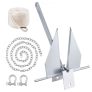 VEVOR Fluke Style Anchor Kit, 8.5 LBS Hot-Dipped Galvanized Steel Fluke Anchor with 7.9′ Chain, 75′ Rope and Two 0.4″ Shackles, Marine Boat Anchor for Small Vessels Under 18′, Seas, Rivers and Shores