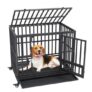 VEVOR 42 Inch Heavy Duty Dog Crate, Indestructible Dog Crate, 3-Door Heavy Duty Dog Kennel for Medium to Large Dogs with Lockable Wheels and Removable Tray, High Anxiety Dog Crate for Indoor & Outdoor